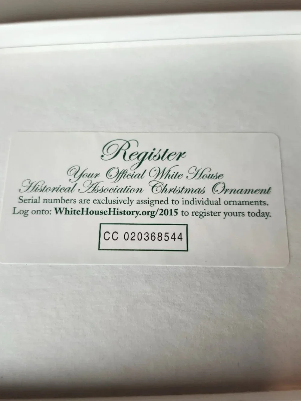 The White House Historical Association Christmas Ornament 2015